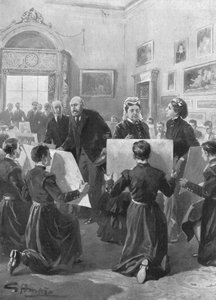 Bluecoat Boys zeigen ihre Zeichnungen Königin Victoria im Buckingham Palace, 1873, 1901 von Unbekannt