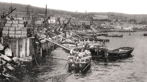 Boote am Fluss Malecon, Valparaiso, Chile, ca. 1900er
