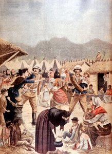 Burenfrauen und -kinder in einem britischen Konzentrationslager im Transvaal, Burenkrieg, 1901