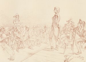 Bonaparte spricht einen Jakobinerclub in Korsika an, um 1789, 1896 von Unbekannt