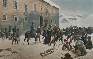 Bonaparte wird von den Mönchen des Mont St. Bernard empfangen. Alpenüberquerung, Mai 1800, 1896 von Unbekannt