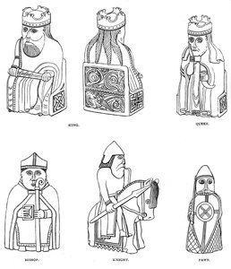 Knochenschachfiguren skandinavischen Designs, 12. oder 13. Jahrhundert, 1892 von Unbekannt