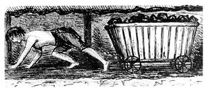 Junge zieht einen Wagen mit Kohle durch einen 24 Zoll hohen Stollen, Halifax, Yorkshire, 1848