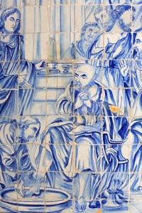 Brasilien, Bahia, Salvador: Azulejo in der Bonfim-Kirche: Jesus wäscht einem Jünger die Füße