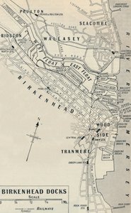 Die Docks von Birkenhead liegen auf der Cheshire-Seite des Flusses Mersey, 1936 von Unbekannt