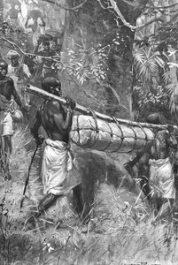 David Livingstones Leichnam wird zur Küste gebracht, Afrika, 1873