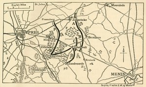 Britische Positionen vor der Ersten Schlacht von Ypern, Erster Weltkrieg, 1914, ca. 1920