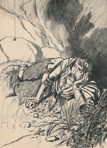 Bruce beobachtet die Spinne, um 1907