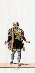 Buckingham, Kostümentwurf für Shakespeares Stück, Heinrich VIII., 19. Jahrhundert von Unbekannt