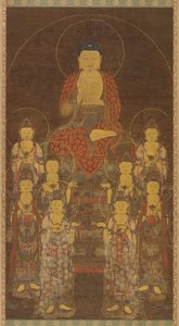 Buddha Amitabha Amita und die Acht Großen Bodhisattvas, Späte Goryeo-Periode, Mitte-Ende des 14. Jahrhunderts