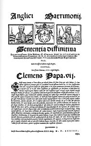 Bulle von Papst Clemens VII. gegen die Scheidung von Heinrich VIII., 1530, 1903 von Unbekannt