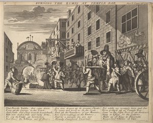 Das Verbrennen der Rümpfe am Temple Bar, Platte 11: Illustrationen zu Samuel Butlers Hudibras