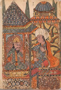 Burzuyeh wird von Nushirvan nach seiner Rückkehr aus Indien gerufen, Folio aus einem Kalila..., 18. Jahrhundert