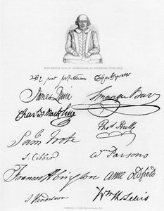 Büste von Shakespeare und Unterschriften berühmter Schauspieler, 1840 von Unbekannt