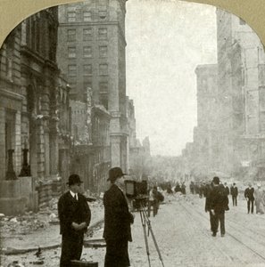 California St., Blick nach vorne zum Fährterminal - Bankviertel, 1906