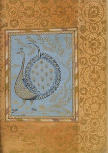 Kalligraphische Komposition in Form eines Pfaus, Folio aus dem Bellini-Album, ca. 1600 von Unbekannt