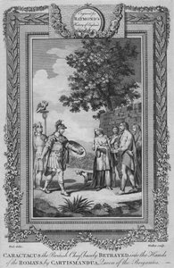Caractacus der britische Häuptling, niederträchtig an die Römer verraten von Cartismandua, ca. 1787 von Unbekannt