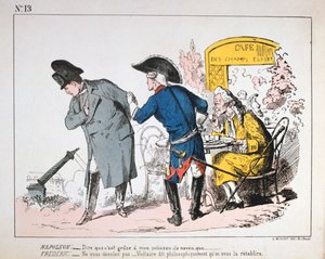 Karikatur von Napoleon I., der den Fall der Colonne de Vendome beobachtet, Pariser Kommune, 1871 von Unbekannt