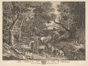 Karren auf einem Pfad durch den Wald nach einem Gemälde in der Sammlung des Duc de Choiseul, 1771
