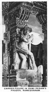 Geschnitzte Figur in der Rami Perams Pagode, Ramesvaram, Indien, ca. 1925 von Unbekannt