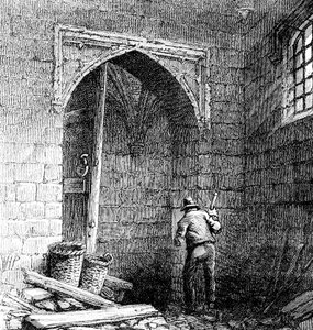 Keller unter den Häusern des Parlaments zur Zeit von König James I., ca. 1902