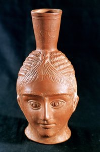 Keramikvase in Form eines anthropomorphen Kopfes, El Aouja, Tunesien