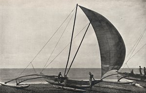 Ceylonesisches Seefischerboot mit Ausleger, 1926