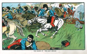 Angriff der Leichten Brigade bei Balaklawa, Krimkrieg, 25. Oktober 1854, frühes 20. Jahrhundert von Unbekannt