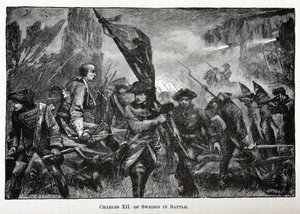 Karl XII. von Schweden in der Schlacht, 1882 von Unbekannt