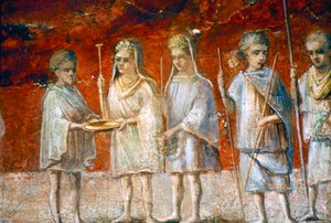 Kinder in religiöser Prozession, römisches Wandgemälde aus Ostia von Unbekannt