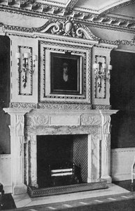 Kamin im Roten Salon, Raynham Hall, Norfolk, 1927