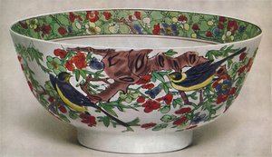 Chinesische Porzellanschale. Famille Verte. Periode von Kang Hsi, 1662-1722, 1928 von Unbekannt