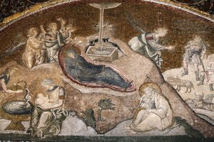 Chora-Kirche Museum: Geburt Jesu Mosaik (Maria ruht nach der Geburt, Joseph sitzt), Istanbul, Türkei von Unbekannt