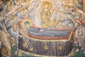 Chora-Kirche-Museum: Tod der Jungfrau Maria Mosaik (Koimesis), Istanbul, Türkei von Unbekannt
