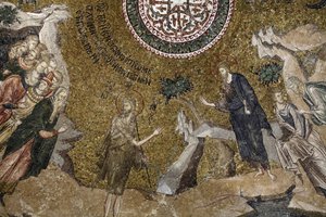 Chora-Kirche-Museum: Junger Jesus Mosaik (links: Tempelärzte), Istanbul, Türkei