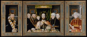 Christus segnet, umgeben von einer Stifterfamilie, ca. 1573-82 von Unbekannt