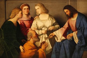 Christus übergibt die Schlüssel an den heiligen Petrus von Vincenzo Catena Madrid Spanien