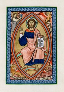 Christus in Herrlichkeit mit den Symbolen der vier Evangelisten, um 1200 von Unbekannt