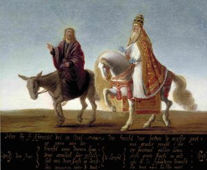 Christus auf einem Esel, der Papst zu Pferd von Unbekannt