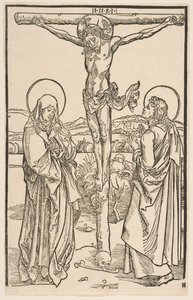 Christus am Kreuz mit der Jungfrau und dem heiligen Johannes