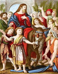 Christus reitet auf einem Esel nach Jerusalem, um 1860 von Unbekannt