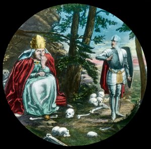 Christian vermeidet die Höhle des Riesen Papst, um 1910 von Unbekannt