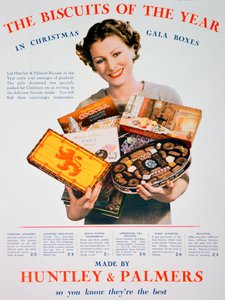 Weihnachtswerbung für Huntley und Palmers Kekse, 1935