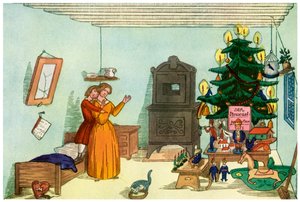 Weihnachtsszene aus König Nussknacker von Heinrich Hoffmann, 1853 von Unbekannt