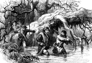 Clark und seine Soldaten überqueren den Wabash, um 1778-1779, um 1880 von Unbekannt
