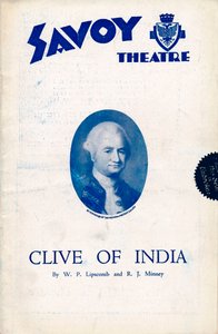 Clive of India Programm für das Savoy Theatre, 1934