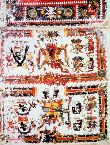 Codex Borgianus zeigt sich gegenüberstehende Gottheiten, Mixtekisch, präkolumbianisches Mexiko, 12.-16. Jahrhundert