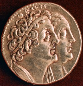 Münze von Ptolemaios I. und Berenike I., Ptolemäisches Königreich Ägypten, 3. Jahrhundert v. Chr.