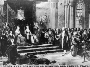 Kolumbus kehrt von seiner ersten Reise zurück, 15. Jahrhundert, 1920er von Unbekannt
