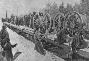 Kolonialtruppen für Südafrika, 1900: Kanadische Artillerie beim Einsteigen in Ottawa, 1901 von Unbekannt